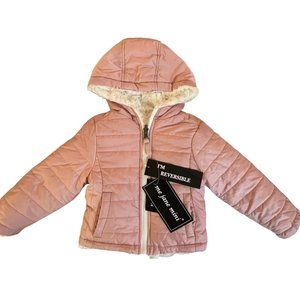 NWT Me Jane Mini Toddler Reversable Puffer Jacket Hood Faux Fur 2T